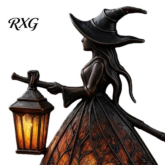 Dekorative Hexenlampe Halloween-Dekoration, Gotische Laternenhalterin Licht, Gruselige Nacht für Feiertagsparty Tischdeko Licht