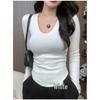 Plus Size Fleece-Lined Ruched U-Neck Long Sleeve Base Layer T-Shirt - Slim Chic Autumn/Winter Style