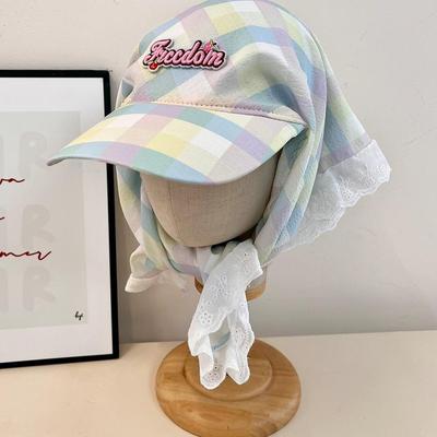 Berretto da baseball con fascia per la testa a quadri Dopamina da donna snellente estivo protezione solare