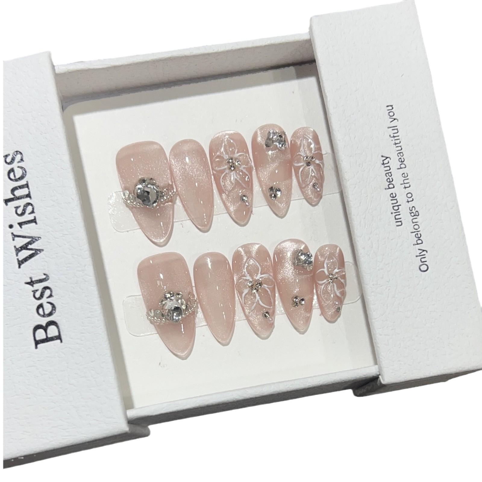 

Ручная работа. Броня с атмосферой высокого класса и рельефный дизайн ногтей «кошачий глаз» с эффектом водных рябей, «ледяной цветок», вспышка, «любовный бриллиант». Large L