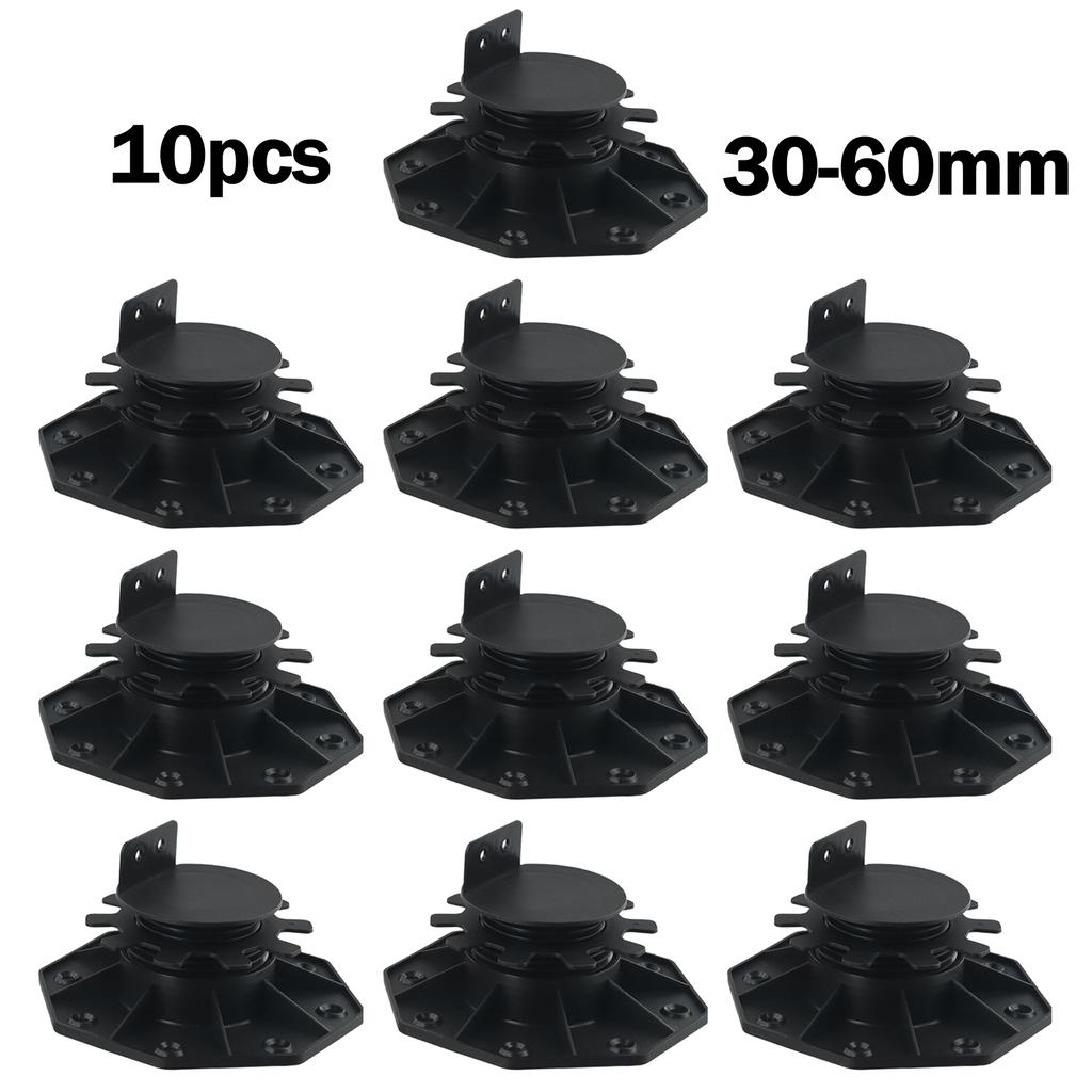 10Pcs Deck Support Base Height Adjustable Plastic Deck Lift Support Base 18-30mm 30-60mm Decking Pedestal Riser Bearing Support