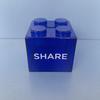 Available: Red, Yellow, Blue Building Block Piggy Bank - English Version, Transparent Money Coin Bank.