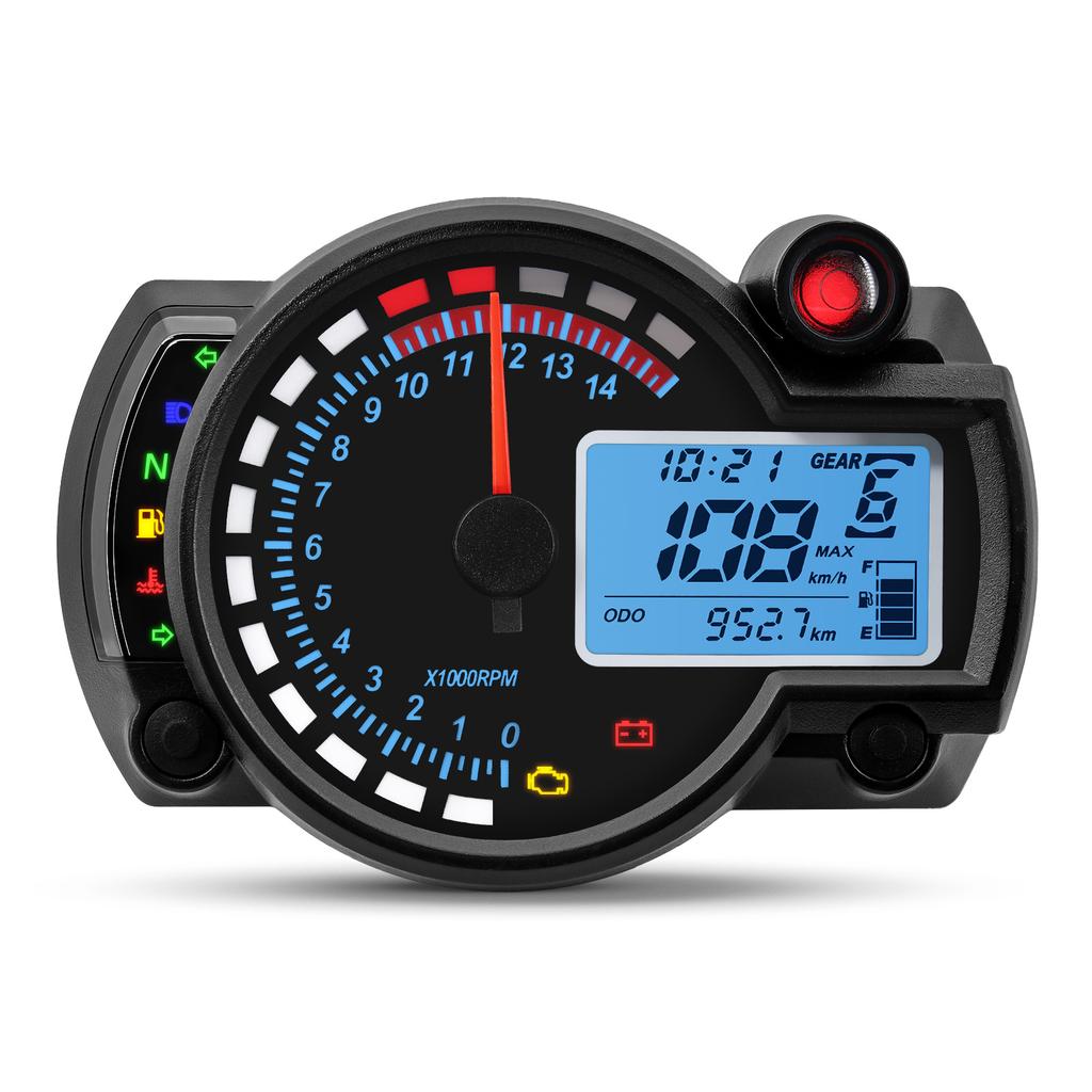 Universal Digital Motorcycle Speedometer 7 Colors Auto LCD Digital Odometer Dirt Pit Bike Gauge Moto Dashboard Meter
