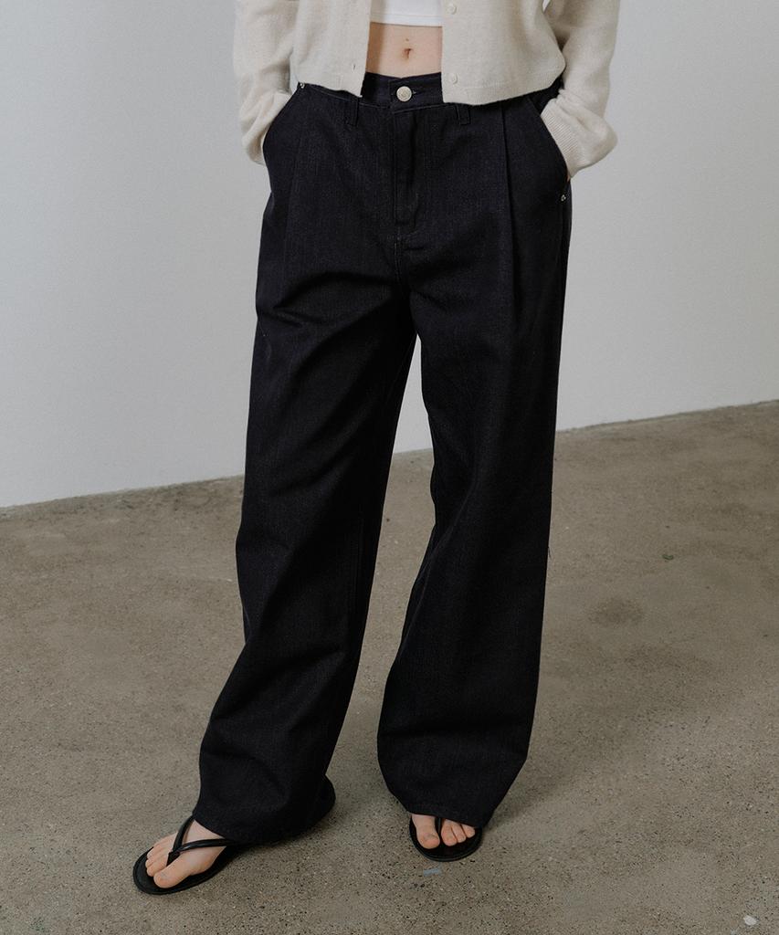 Peulibeo07 Pintuck Wide Denim Pants [Frsp05Dp03]_Indigo
