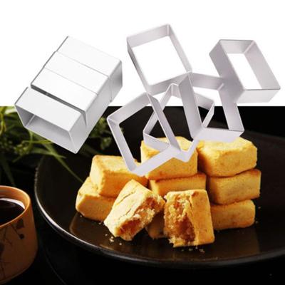 10pcs Stainless Steel Rectangle Cake Pie Biscuit Cutter Bread Mold with Stamp