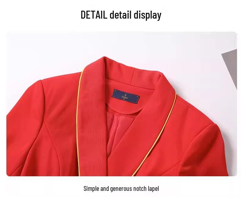 China Southern Airlines Flight Attendant Professional Suit: High-End Rose Red Vest and Dress Reception Uniform