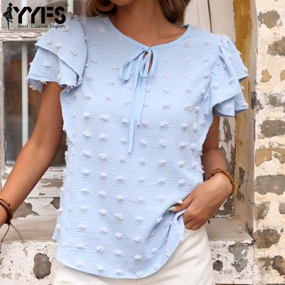 Women's Fashion Casual Short Sleeve O-Neck Blouses & Shirts
