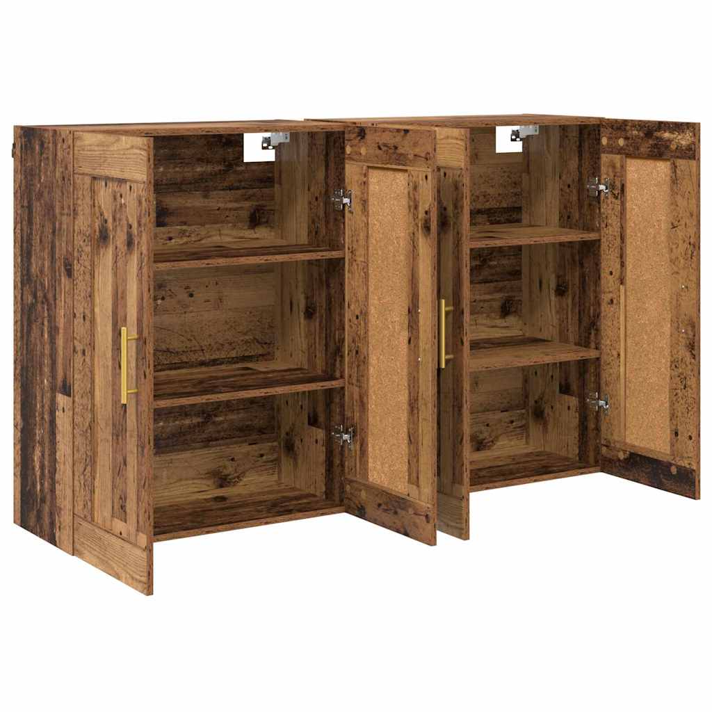 Wall Mounted Cabinet 2 Pcs Reclaimed Wood Look 69.5 X 34 X 90 Cm
