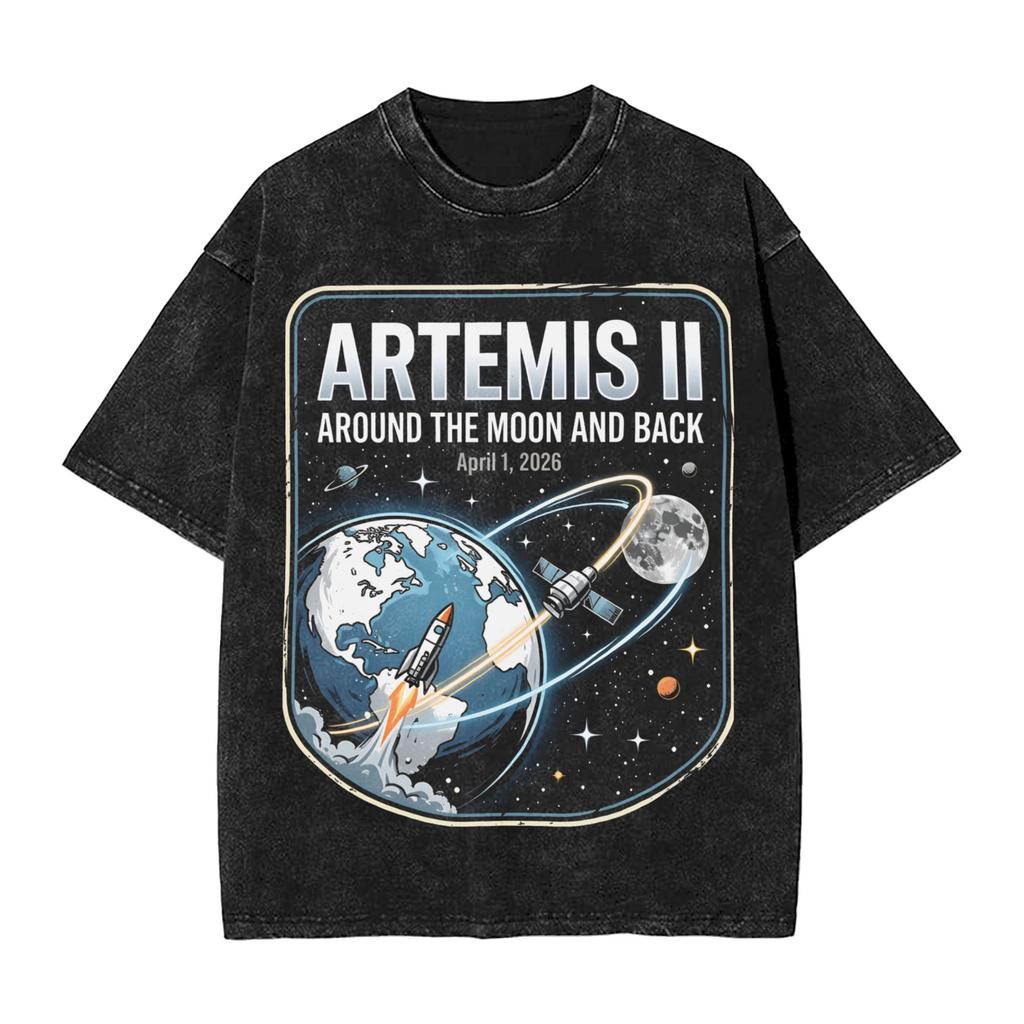 Artemis II Moon Mission T-Shirt Simple T Shirts Short-Sleeved Y2K Basic Tshirt Summer Casual Round Neck Oversize Top Tees