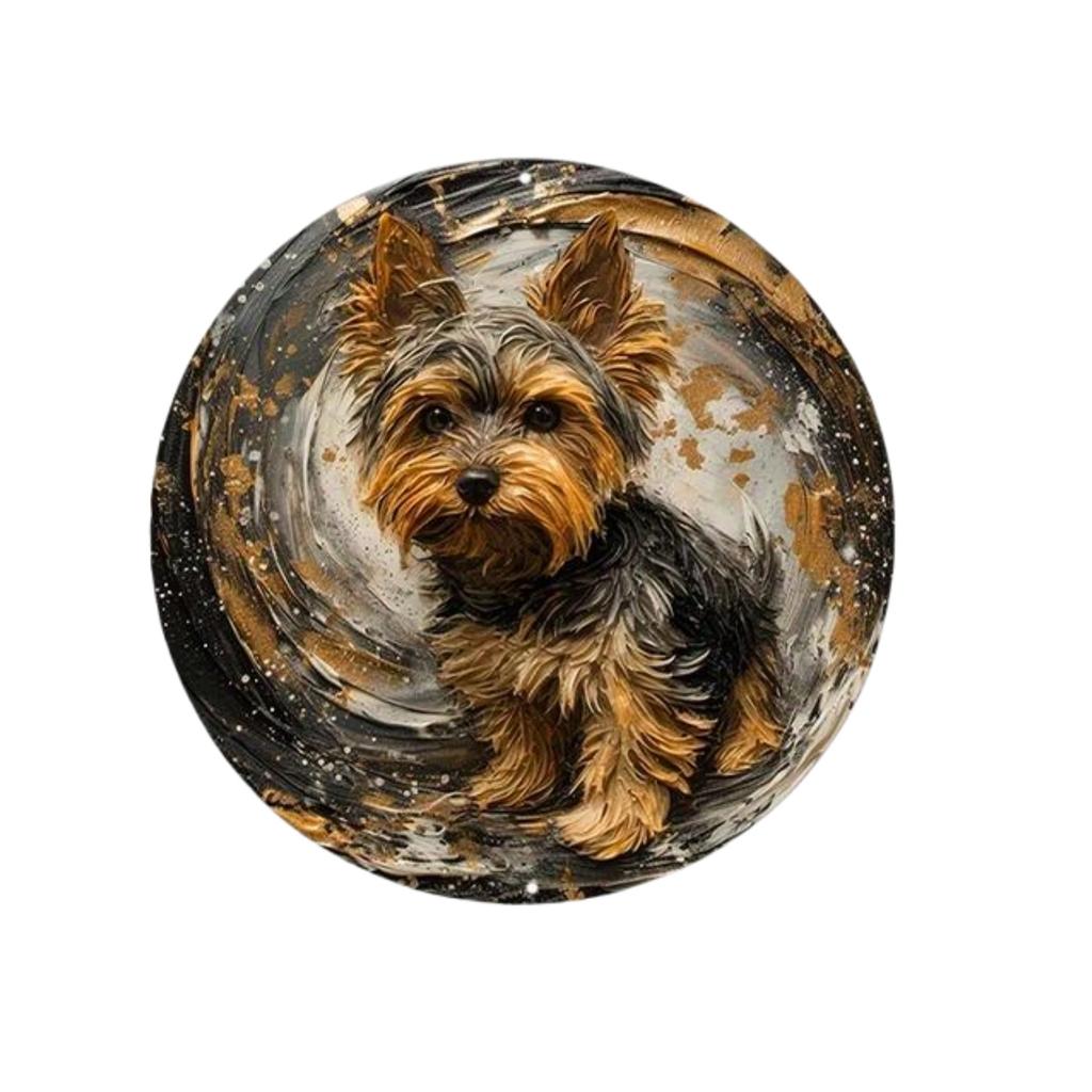 Round Metal Aluminum Sign Faux Embossing Wreath Sign Living Room Decoration Mothers Day Gifts French Bulldog Themed Decoration