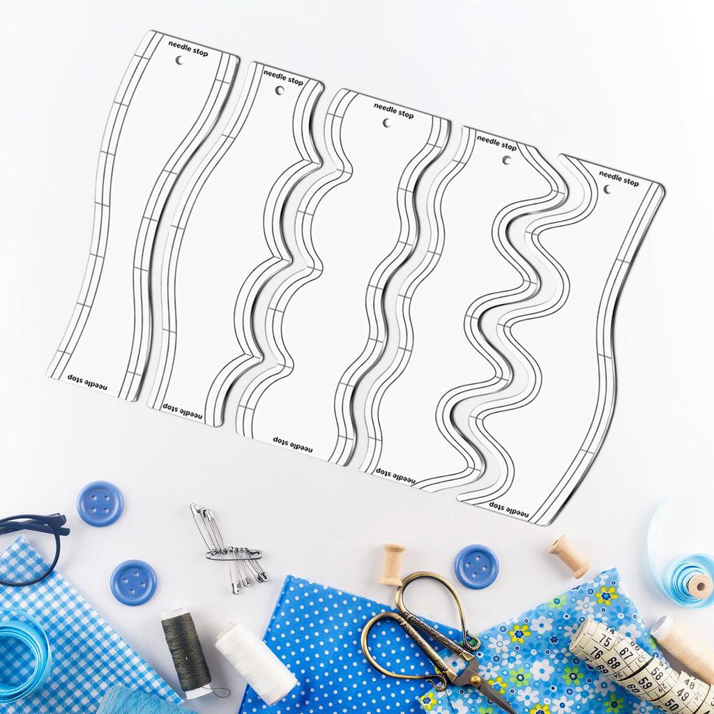 5Pcs Wave Rulers Quilting DIY Patchwork Tools Multipurpose Professional Stencils