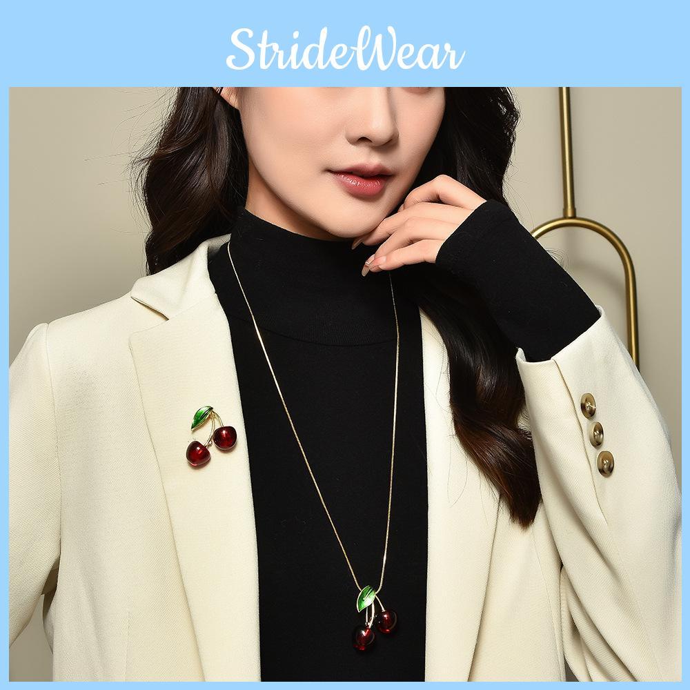 Fashion Cherry Pendant Sweater Necklace Women Decoration Unique Design Features