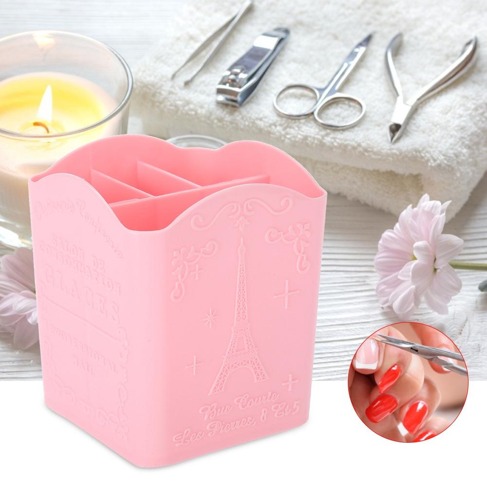 Storage Box Stationery Cosmetic & Manicure Tools Container with Tower Pattern Pink