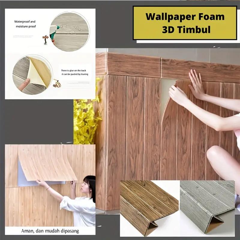 Self-adhesive Decorative Waterproof Sticker Wood Grain Soft Pack 3D Wall Sticker Wall Skirt Anti-fouling Wallpaper