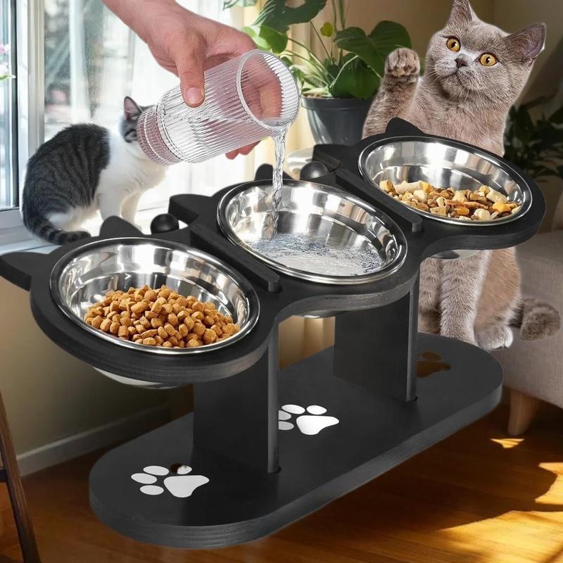 Elevated Cat Food Bowls with Non-Slip Base - Raised Feeder for Neater Eating, Reduce Neck Strain