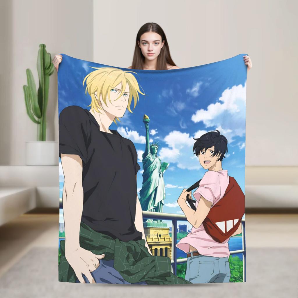Banana Fish Anime Merch Blanket Warm Cozy Fluffy  Throw Blankets for Sofa 50x60 Inches Multi-size Bedspread
