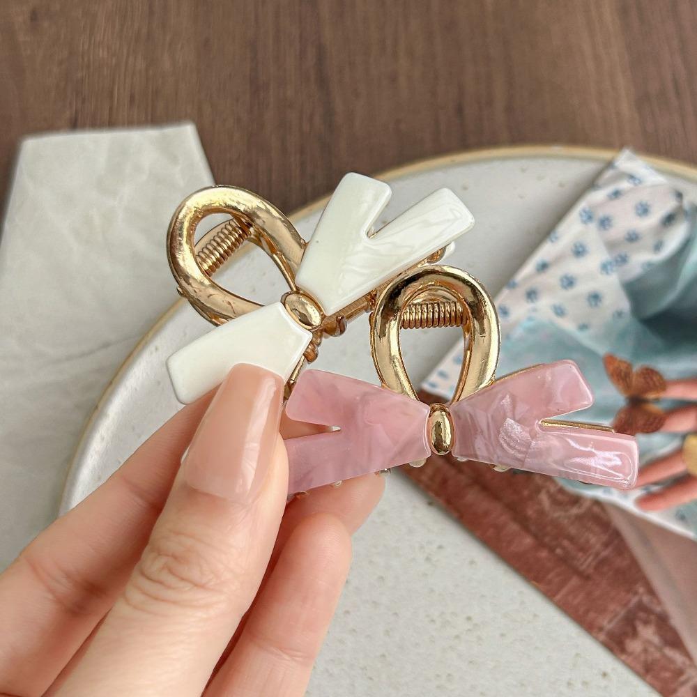 Geometry Bow Hair Claw Colorful Hair Grab Clip Retro Acetate Shark Clip Travel