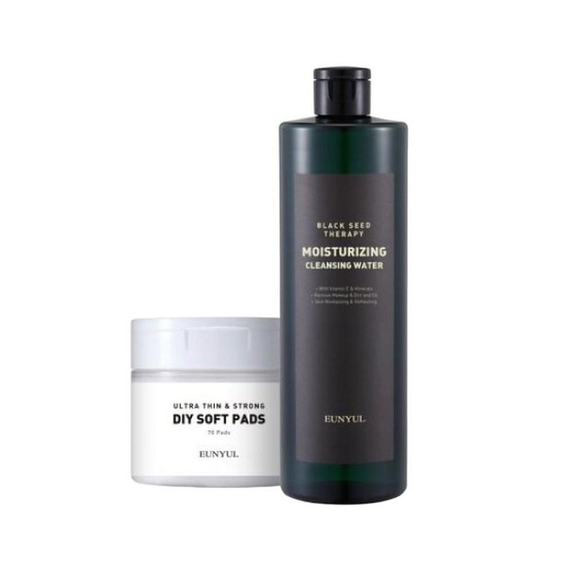 Large Size Eunyul Black Seed Moisture Cleansing Water 500ml + 70 Pads, 1 pcs