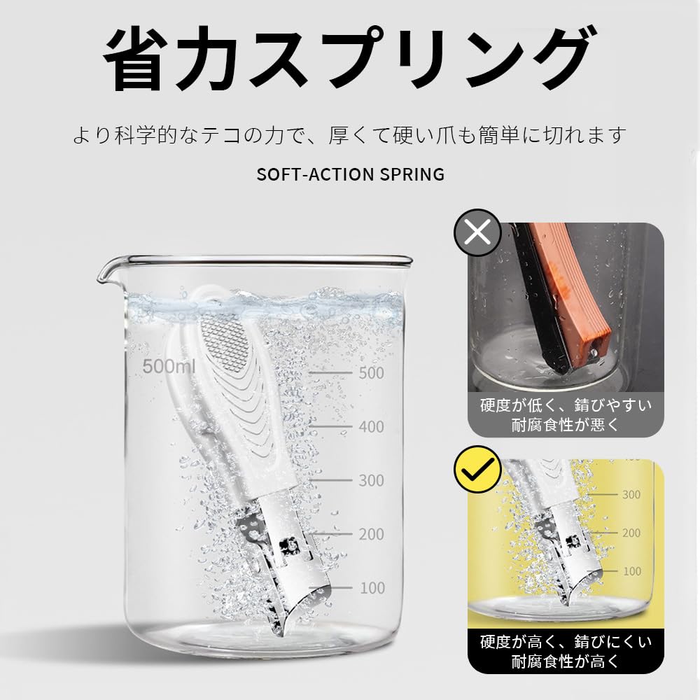 Angled Nail Clippers with Large Opening Stainless Steel for Hands and Diagonal Cutting Style for Ingrown Nails Shatterproof, Design, Feet, (White)