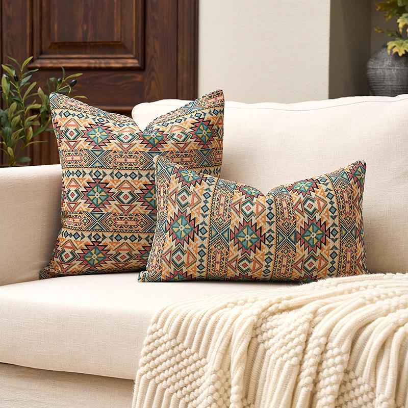 Soft Retro Floral Jacquard Cushion Cover - Without Pillow Insert