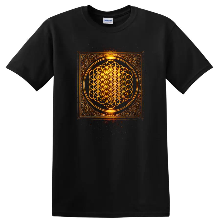 Vintage Flower of Life Design T Shirt Spiritual Graphic Tee Unique Art