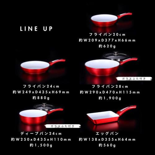 D&S 24cm Casserole, 4.3L, Induction Compatible, with Lid, Double-Layer Ceramic Coating, Thick Bottom, Easy to Clean, Shiny Red, DSSHC24-WHRE