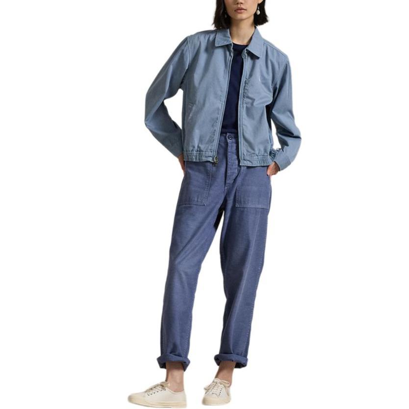 Polo Ralph Lauren Loose Twill Stand Collar Long Sleeve Jacket Women Jacket Light-Blue WMPOOTWN5A20092-400