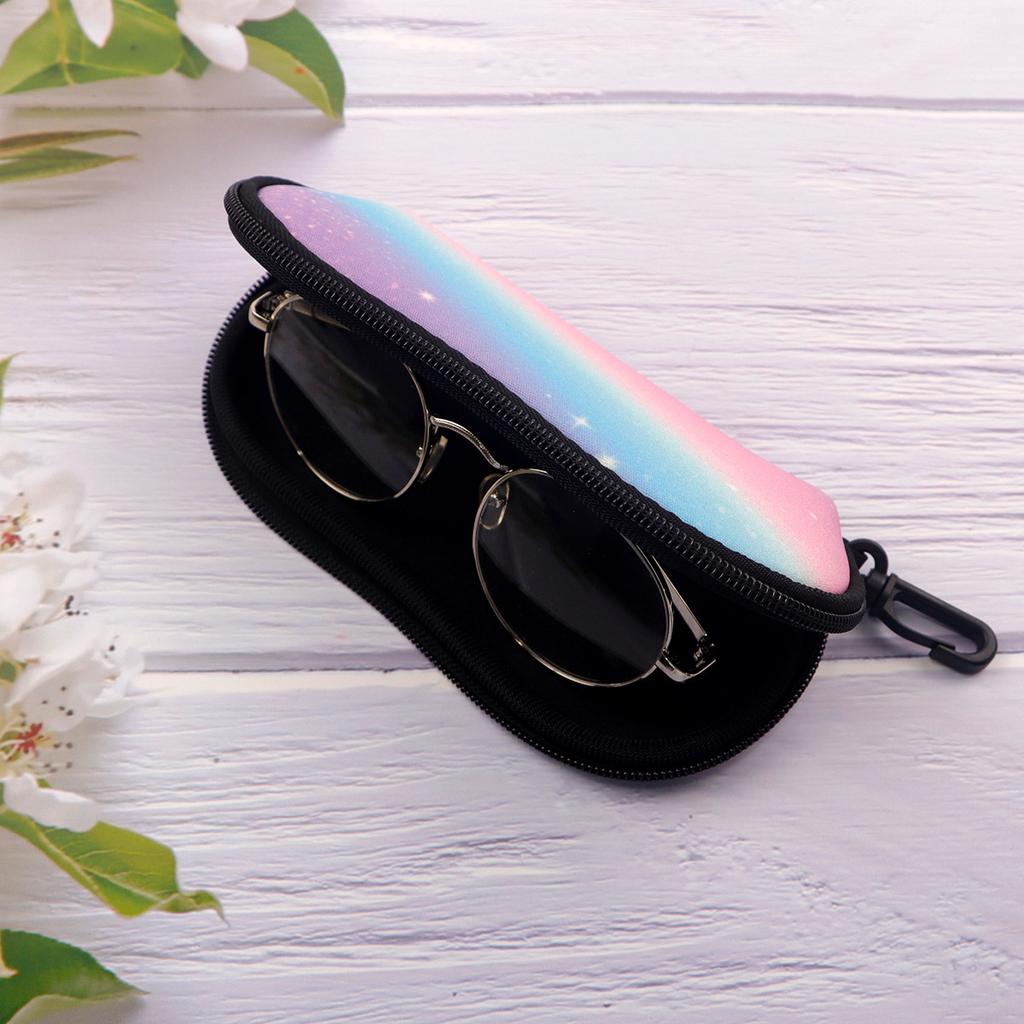 Celestial Galaxy Sunglasses Case, Soft Neoprene Glasses Bag With Carabiner, Portable Protective Eyeglass Pouch For Women Men