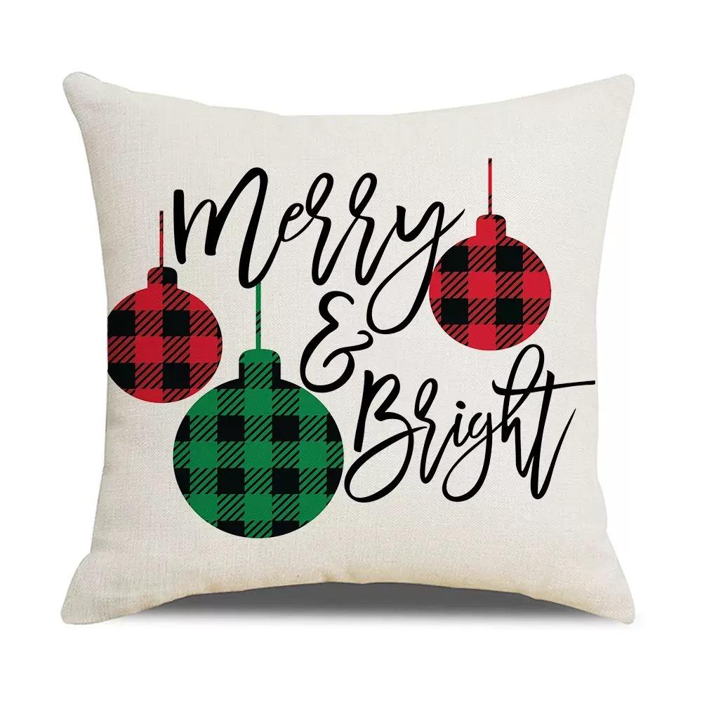 Christmas Pillowcase Christmas Red Plaid Home Holiday Decoration Pillow Cushion Cover