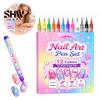 Dual Tip Nail Art Tools 12Pcs Markers for Girls, 12 Colors Markers, Broad & Fine Creative Beauty Crafts Kids Polish Pens, Quick Dry DIY Manicure