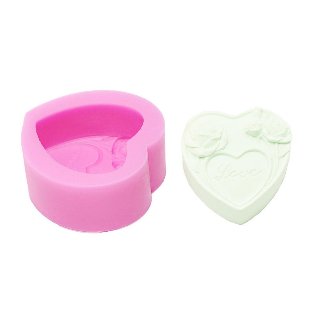 Factory Cheap Classic Popular Art Heart Roses Pattern Silicone DIY Handmade Loaf Soap Candle Ornament Mold