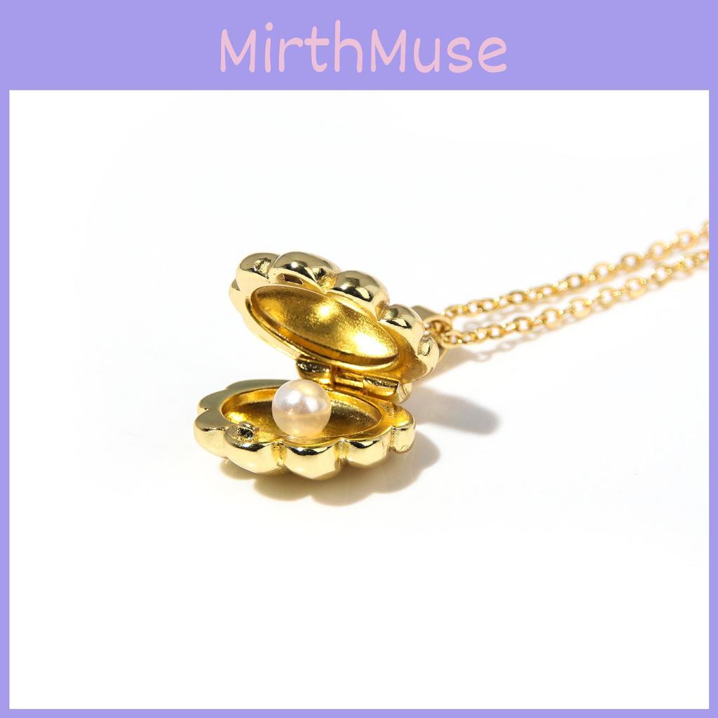 Mermaid Melody Vintage Shell Pearl Necklace With Metal Chain For Daily Use