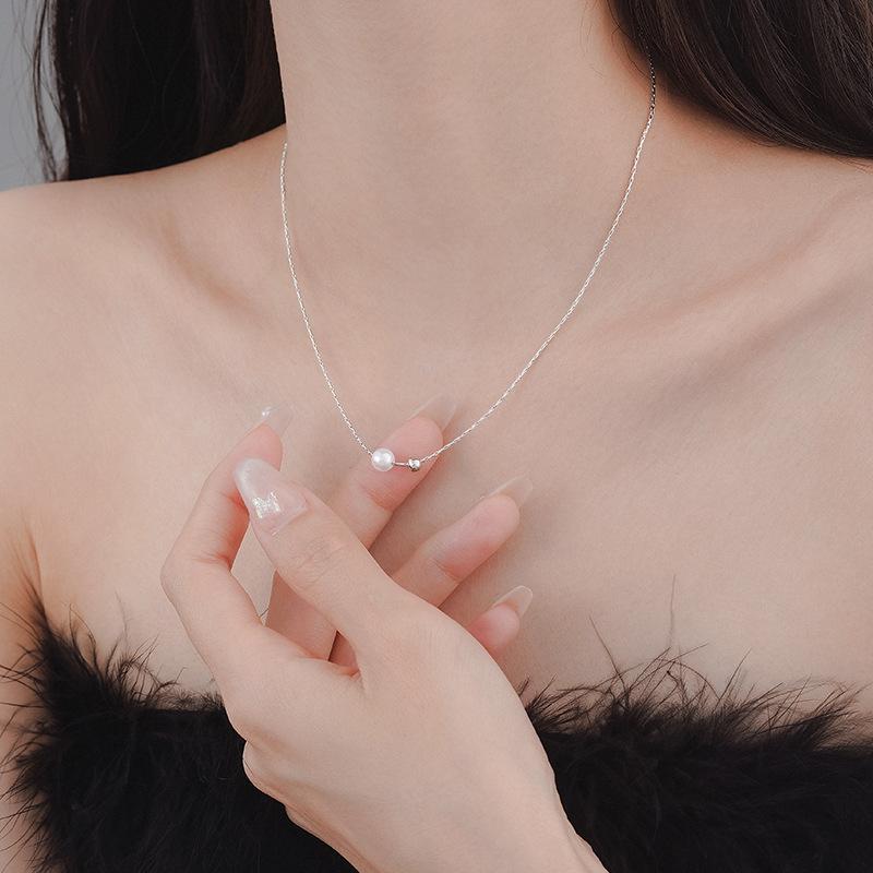 925 Sterling Silver Pearl Necklace for Women Girl Elegant Bohemia Office Cute Bead Jewelry Gift Dropshipping Wholesale