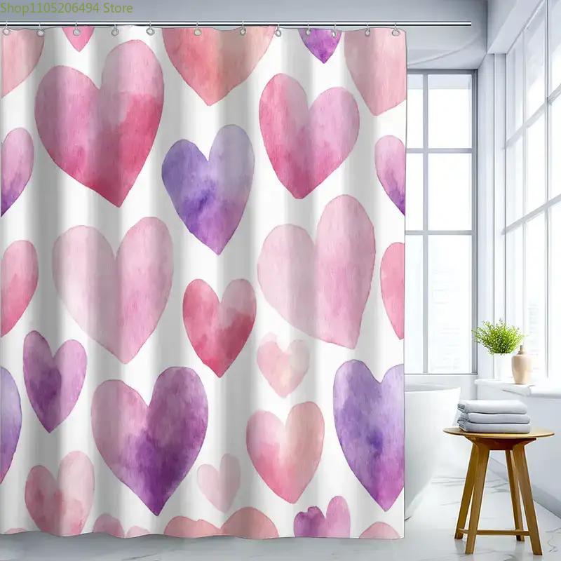 1pc Bathroom Shower Curtain, Wedding Anniversary Celebration, Valentine's Day Shower Curtain, Includes 12 Hooks, 70.87*70.87in