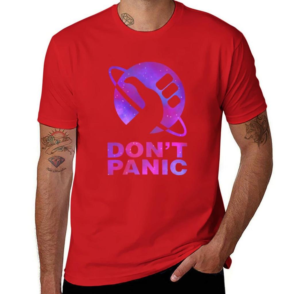 Dont Panic Hitchhikers Quote TShirt plain tops cheap stuff funny t shirts for Unisex