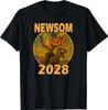Gavin Newsom 2028 Stoere Patriottische Leider Rijdend op Dinosaurus T-shirt