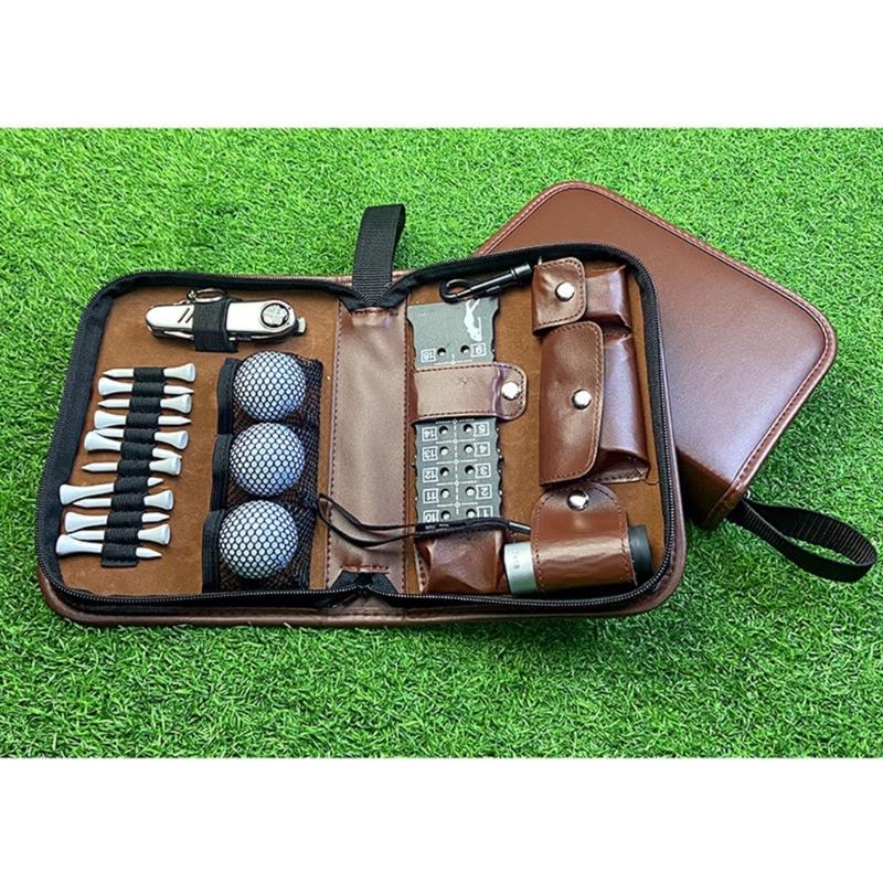 Custodia per Accessori da Golf Organizzatori di Accessori da Golf con Scomparti Multipli Custodia in Pelle con Cerniera Per Giocatore Professionista