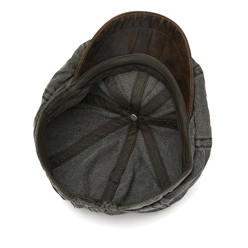 British Contrast Newsboy Hat Men's Spring Summer Denim Octagonal Cap Retro Painter Beret
