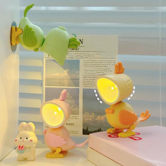 Small Cute Bird Table Lamp Cartoon Parrot Shaped Night Light Magnetic Adjustable LED Bedside Lamp for Bedroom Kids Room