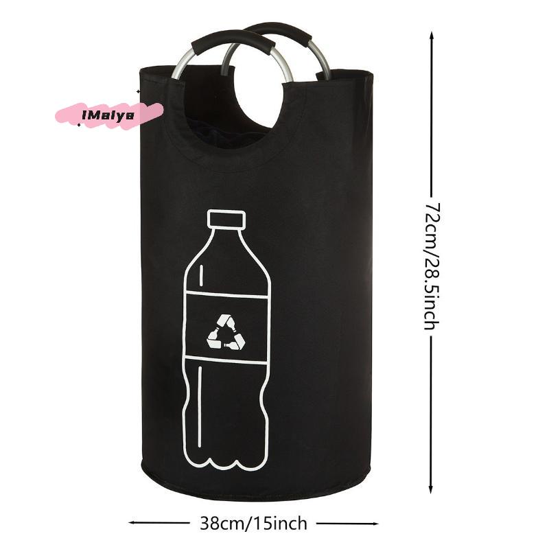 82L Large Capacity Empty Bottle Storage Basket Folding Kitchen Wastewater Collector Bag with Aluminum Handle for Organization