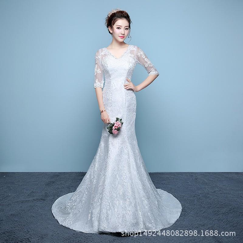 Elegantes Weißes Spitzen-Meerjungfrauen-Hochzeitskleid Mit Off-Shoulder-Ärmeln Schmale Taille Schleppe Strand Outdoor Hotel