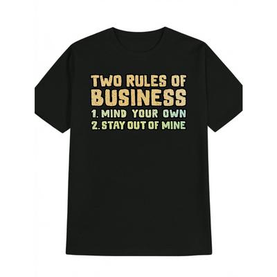 Men's Casual Pattern T-Shirt Two Laws of Business Inspirational Print Black Crew Neck Summer Short Sleeves