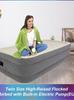 JILONG Luxury Double Layer Flocked Inflatable Bed with Built-in Pump