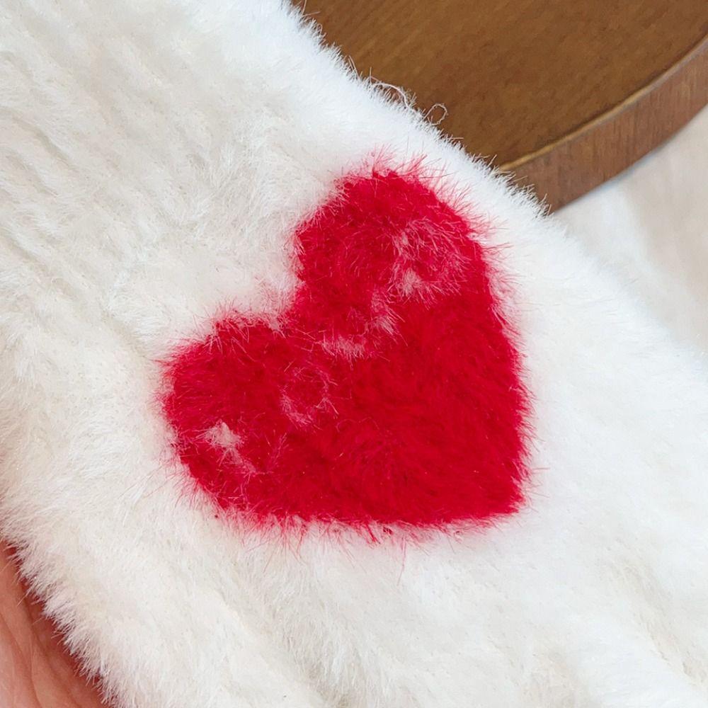 Plush Warm Gloves Love Heart Full Finger Mittens Warm Women Gloves Women