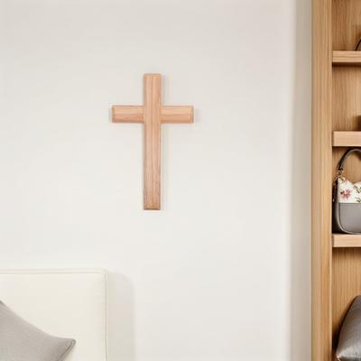 Religious Wooden Cross Wall Decor Natural Wood Texture Easy Install Prayer Cross for Home Office Church Decorative Wall Hanging