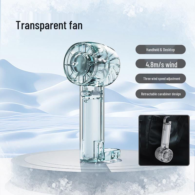 Transparent Handheld Mini Fan with Ice Pack for Outdoor Use 54*51*168mm