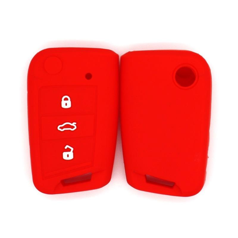 

Suitable for Volkswagen one-button start version special silicone car key bag soft rubber key bag anti-fall key cover красный