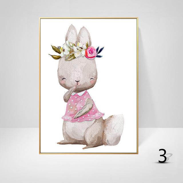 Moderne Cartoon Tier Fuchs Elefant Bär Nordic-Stil Kinderzimmer Dekorative Malerei Hängende Malerei Leinwand Wand Kunst Spielzeug