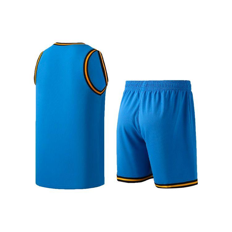 Li Ning Sports Basketball Series Mesh Breathable Basketball Competition Casual Sports Suit Men Sportswear Beijing-Blue AATR011-8