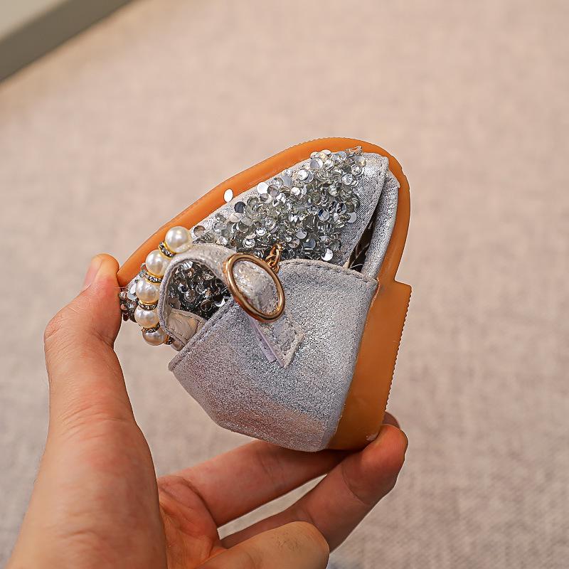 Girls' Rhinestone Pearl Princess Sandals - Soft-Soled Turban Style for 2025 Summer, Ideal for Stage Performances